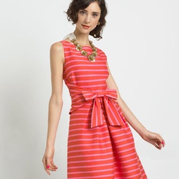 Kate Spade Jillian Pink Orange Stripe Bow Dress XS - Picture 3 of 7